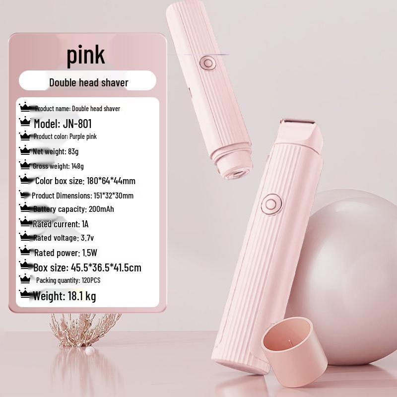 Rechargeable Mini Electric Double-Head Women s Shaver: Portable, Washable, Full-Body Epilator светло-розовый