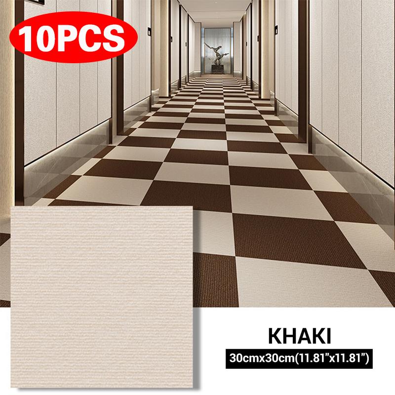 10pcs Self Adhesive Carpet Rugs Living Room Carpet Floor Mat 30x30cm Square Staircase Anti-slip Floor Sticker Office Home Decor