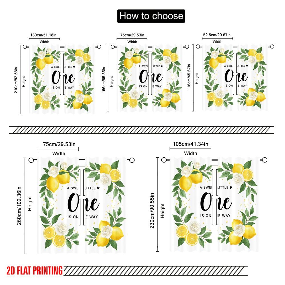 2 Stück 2D Flachdruck Fensterbehandlung Vorhänge Kleiner Zitrone Baby Polyester Ohne Strom Saisonal Party & Feiertag