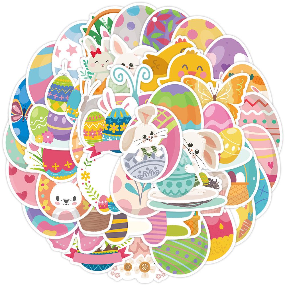 Easter Bunny Sticker Set: 50 Waterproof Decals for Phone, Water Bottle, Car - Creative Decor for Students