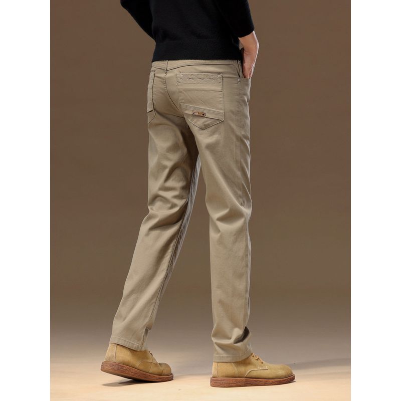 High-End Pure Cotton Casual Pants for Men, Spring and Autumn New Trendy Loose Straight-Leg Business Elastic Long Pants