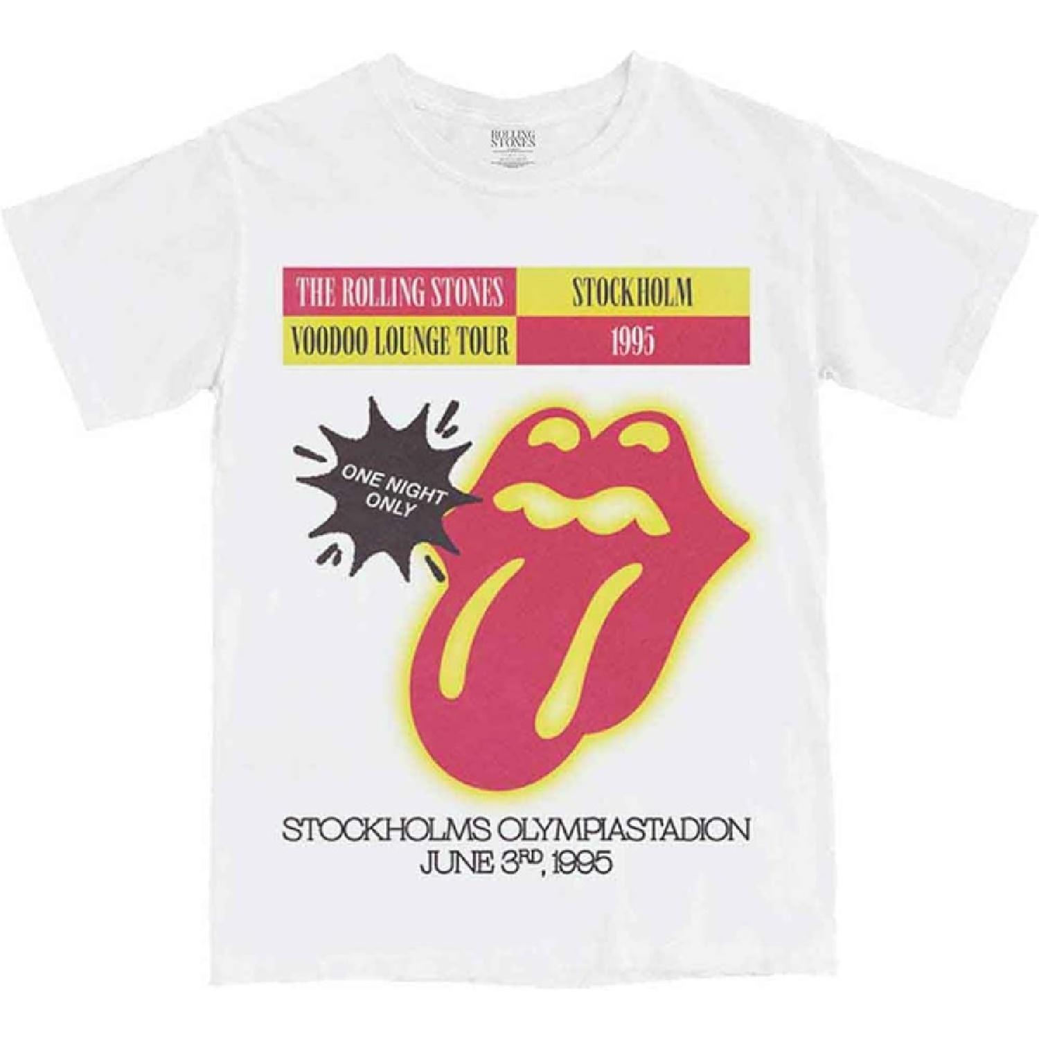 

The Rolling Stones T Shirt Voodoo Lounge Stockholm 1995 New Official Mens White Size XL XXXXXL білий