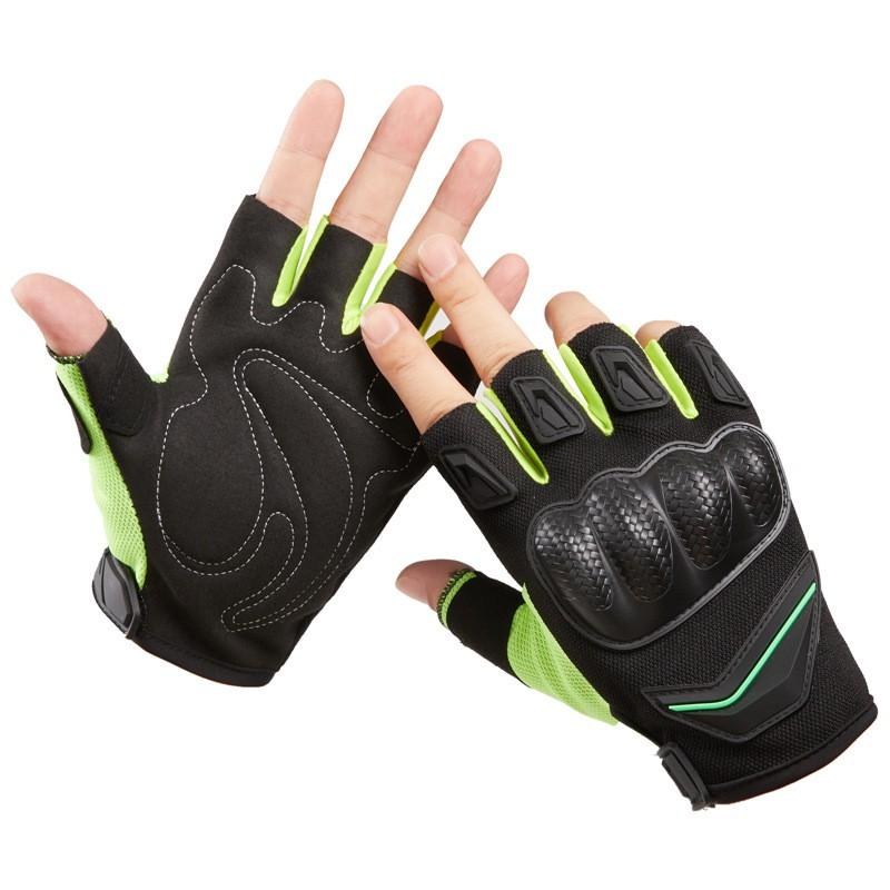 Motorcycle Racing Gloves Half-Finger Breathable Mesh Anti-Slip Protective Gear Off-Road Riding