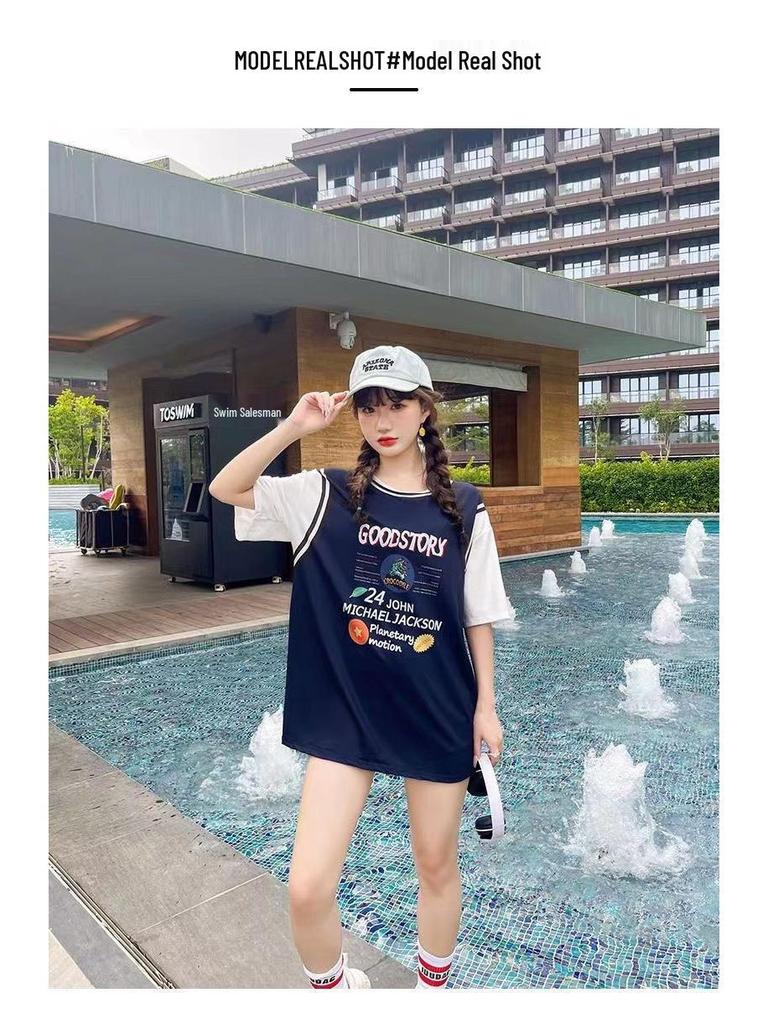 2025 Women's Conservative Three-Piece Slimming Plus-Size Swimwear Set