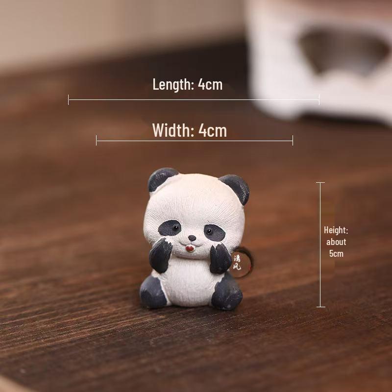 Cute Panda Yixing Purple Clay Tea Pet Ornament - Adorable Tea Table Decoration
