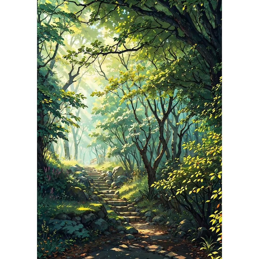 Mysterieuze Betoverde Bos Poster Zonovergoten Elfenbos Pad Sprookjes Prints Canvas Schilderij Muurfoto Huis Woonkamer Decor