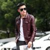 Neue Herbst Herren Slim Fit Koreanischer Stil PU Lederjacke mit Fake-Tasche
