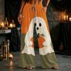 Damen Halloween Patchwork-Print Weite Hosen mit Taschen, Lockere Freizeithosen