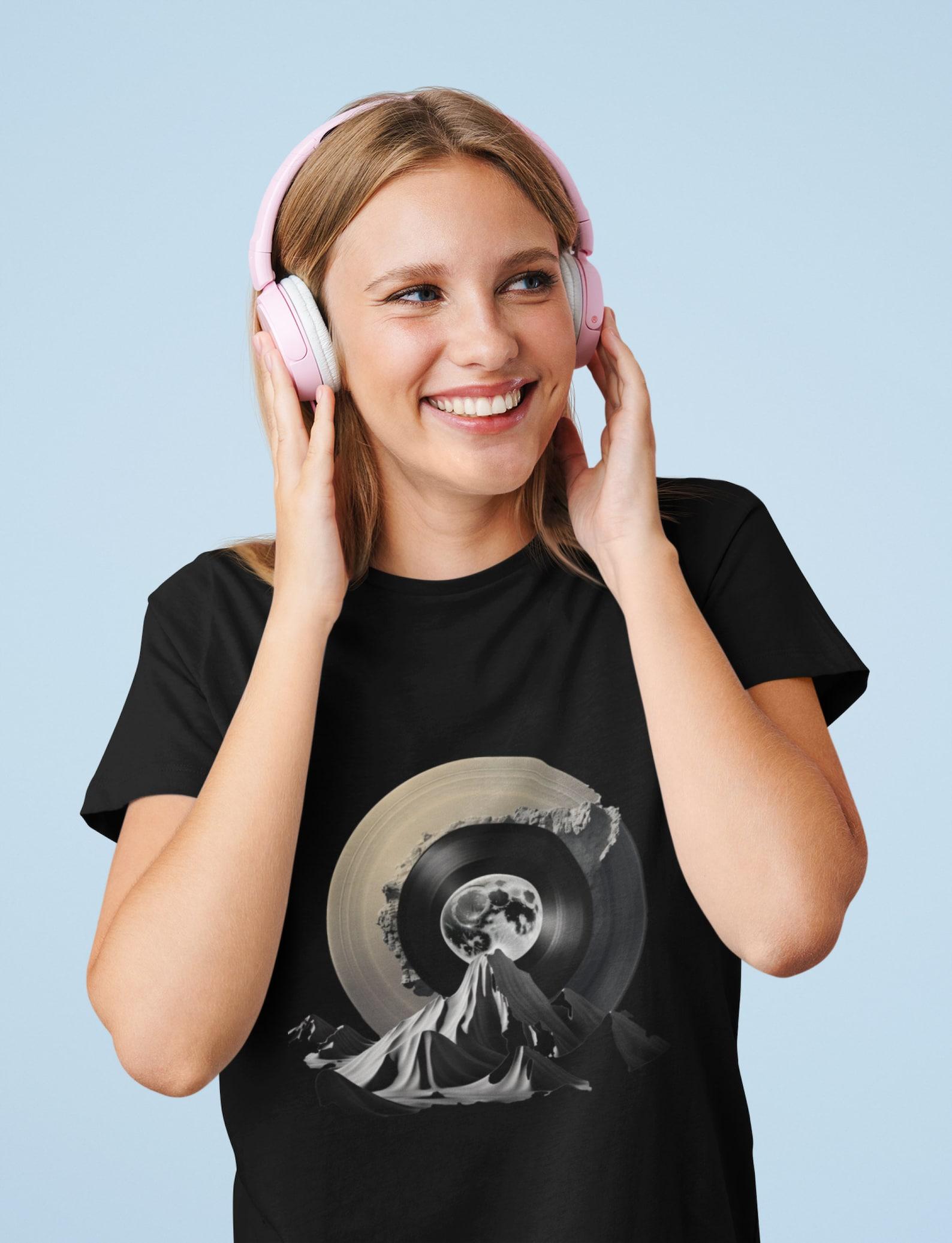 Mountain Moon Vinyl Record T-Shirt: Nature Music Lover Tee 4XL