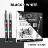 Gold and Silver Direct-Flow Acrylic Markers Art Highlighters DIY Black Card Journaling Pens Soft-Tip Painting Markers