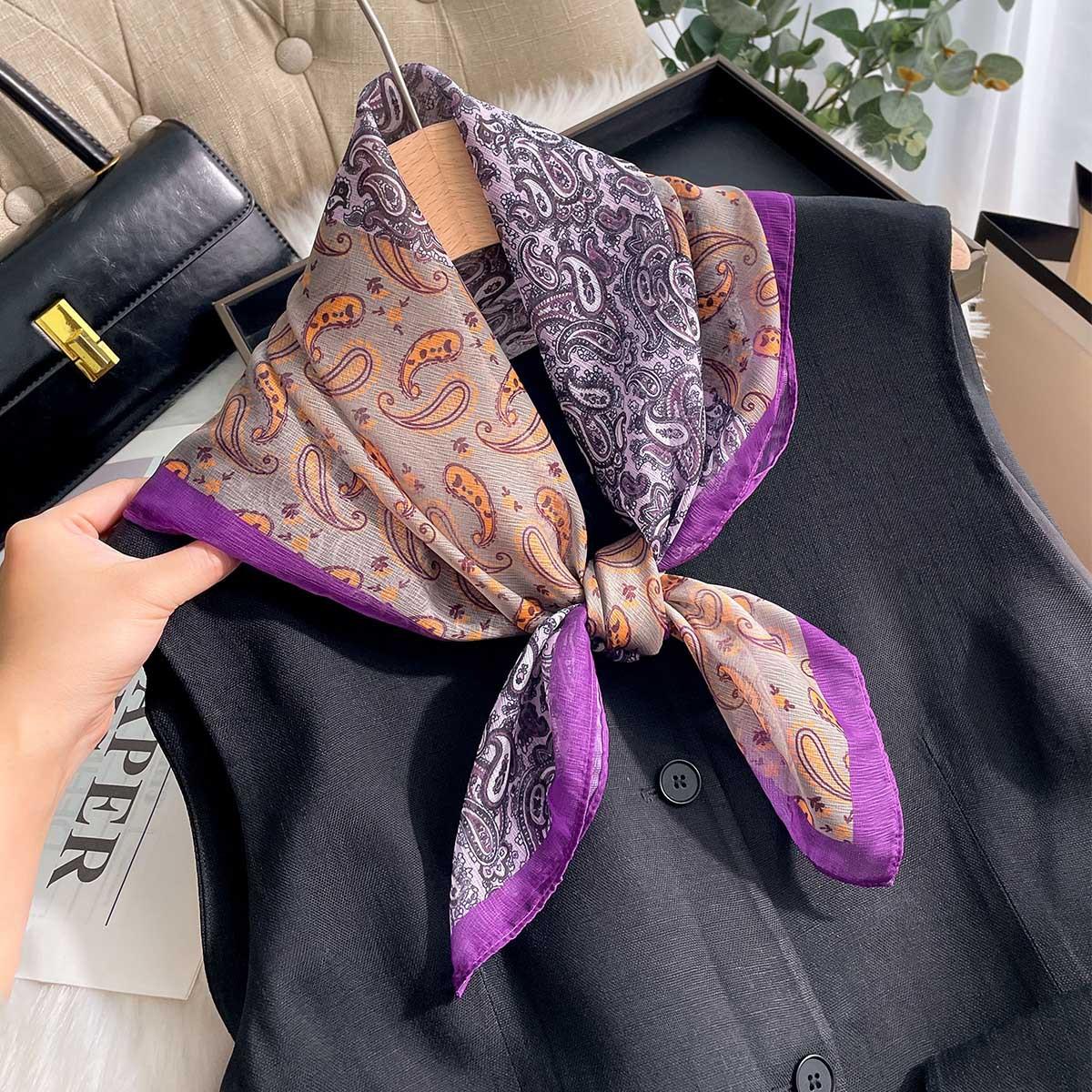 

1PC 70*70cm Paisley Print Square Scarves Bandana Women Spring/Summer Soft Satin Scarf Hijab Neckerchief For Dress Up Your Look