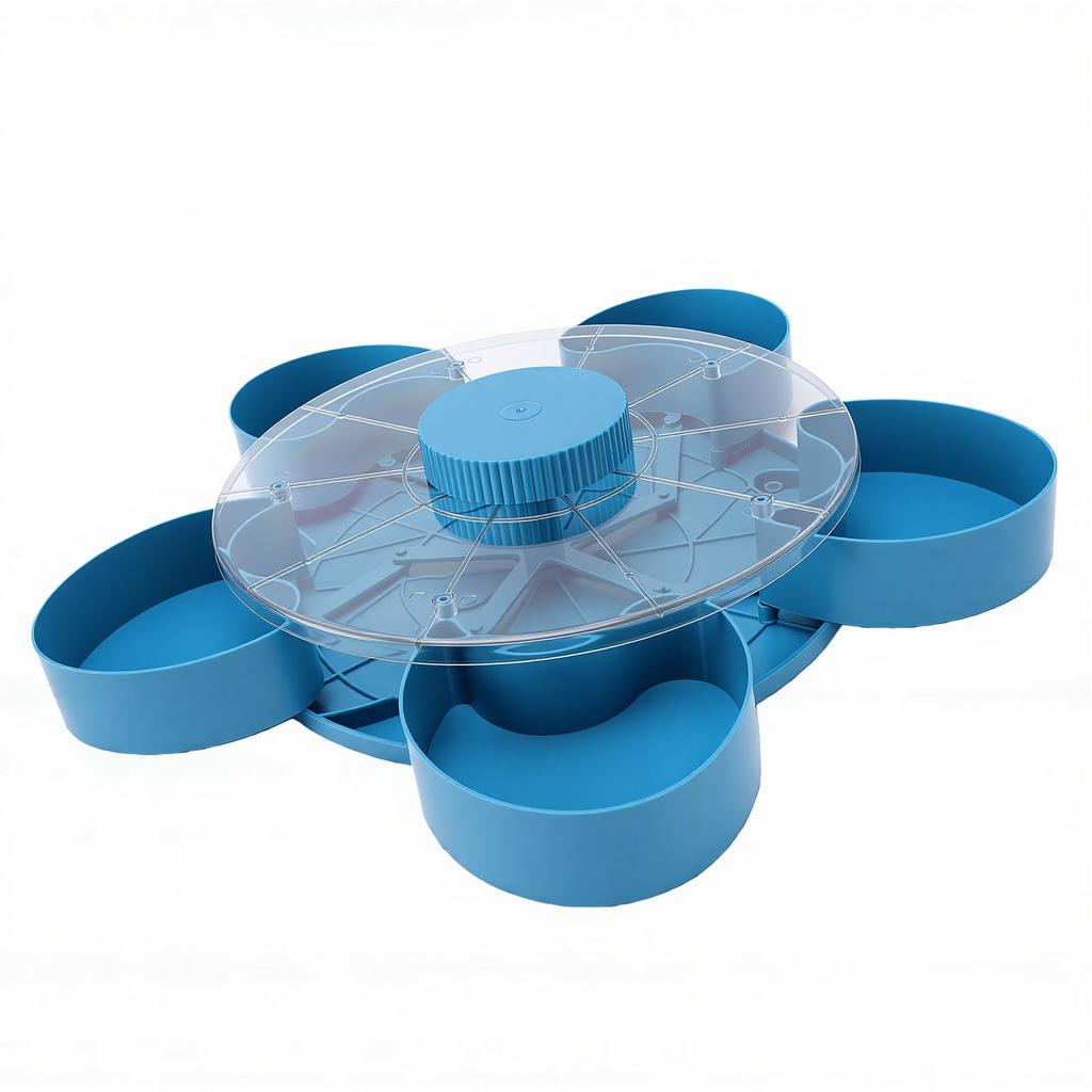 Divided Spin and Snack Serving Tray Rotating 5 Compartment Snack Tray with Lid Non Slip for Party Picnic Movie Night