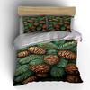 Pinecones and Evergreen Pattern Bedding Duvet Cover Set Duvet Cover Pillowcases  (1*Duvet Cover 2*Pillowcases, Without Duvet Insert)