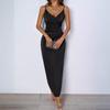 Fashionable Suspender Backless Sexy Slit Dress