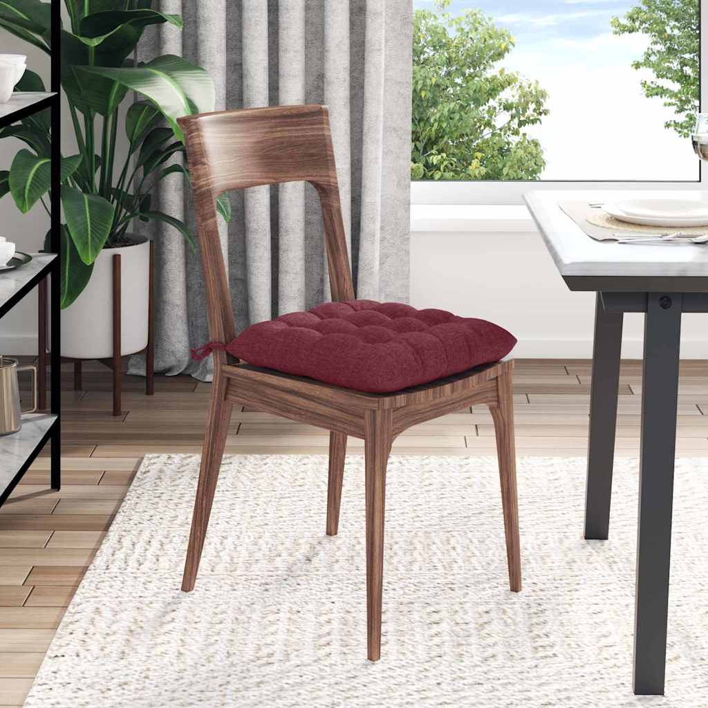 Seat Cushions 4 pcs Burgundy Red 40 x 40 x 6 cm Fabric