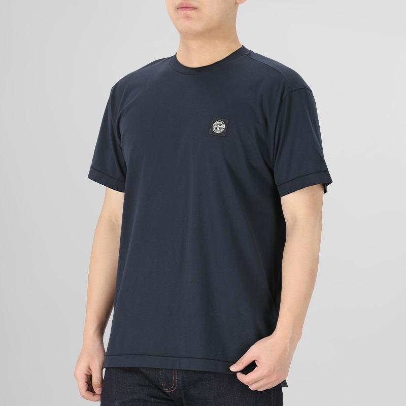 Stone Island Badge Embellished Crew Neck Short Sleeve T-Shirt Men Tops L1S152100027S0013-V0020