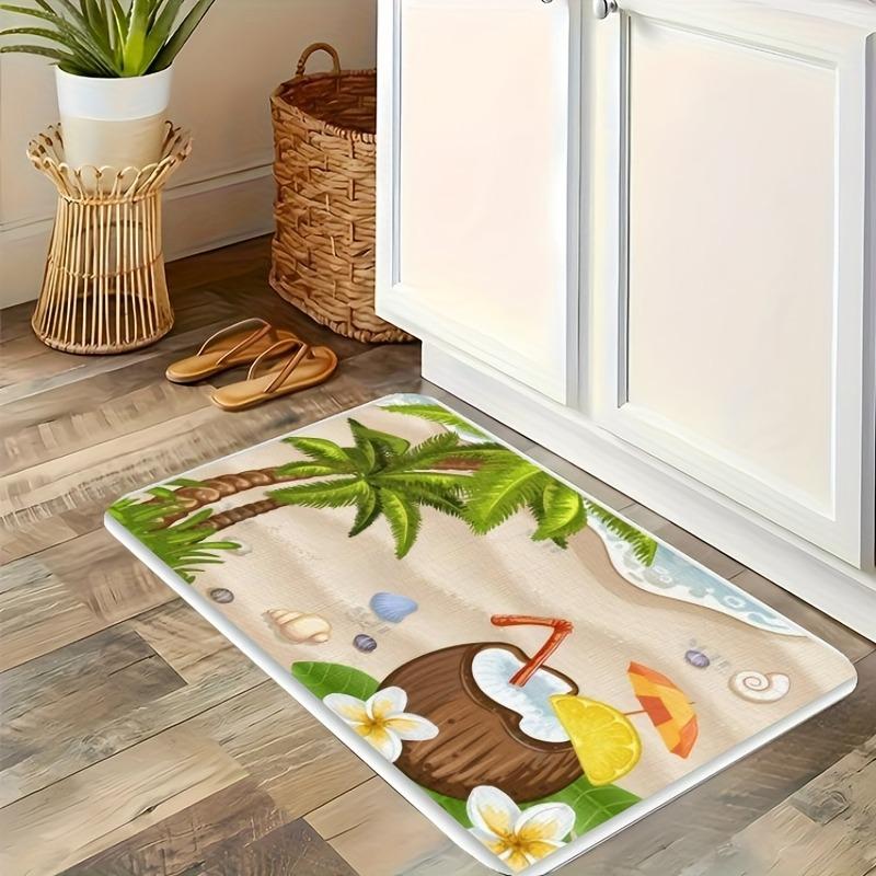 1PC Flowers Pattern Kitchen Rug Non-Slip Door Mat Pop Design Bathroom Rug Bath Mat Carpet for Home Sink Laundry Decoreeree