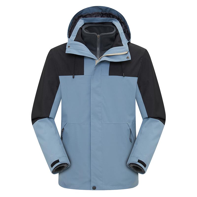 Men's and Women's Outdoor Windproof Waterproof Two-Piece Detachable Ski Suit, Three-in-One for Mountaineering