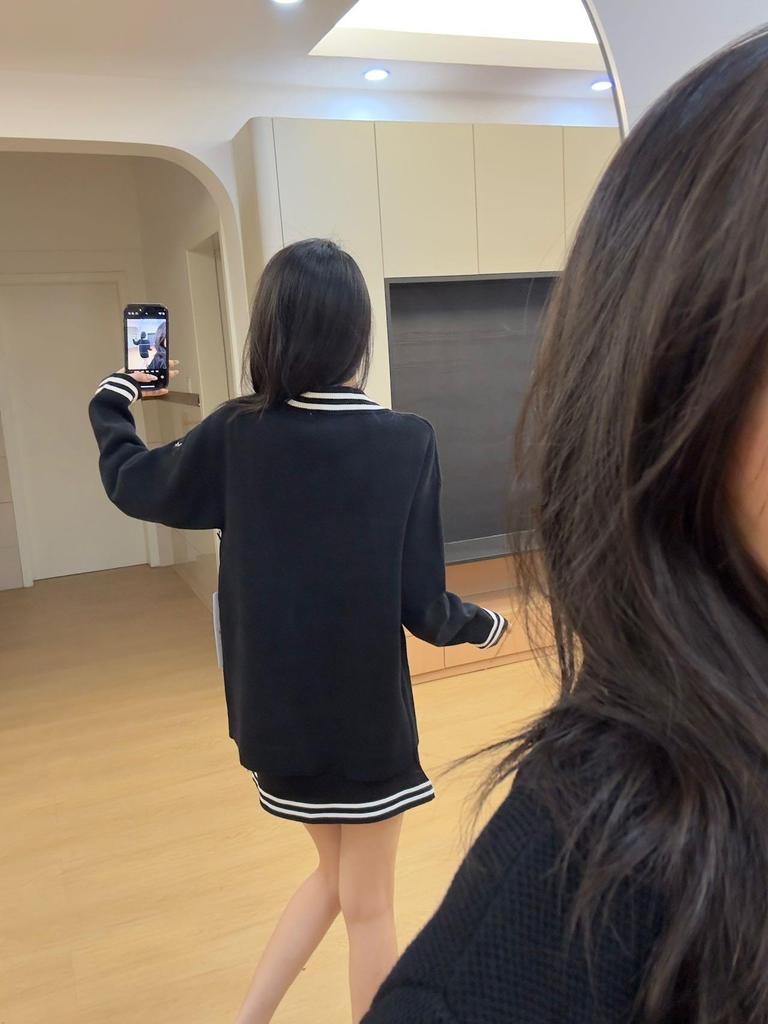 Spring/Summer Knit Yoga Cardigan, Bra, & Tennis Skirt - Casual Three-Piece Sportswear Set