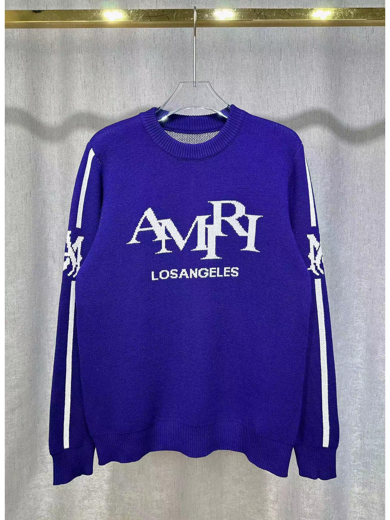 

Amiri Men s Trendy Jacquard Letter AMIRI Knit Biceps Sweater Coat Extra Large