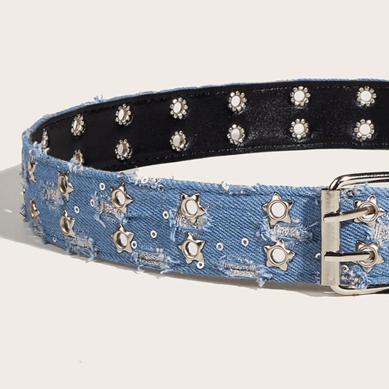 All-match Ladies Waist Belt Distressed Waist Straps Elegant Belt Washed Denim