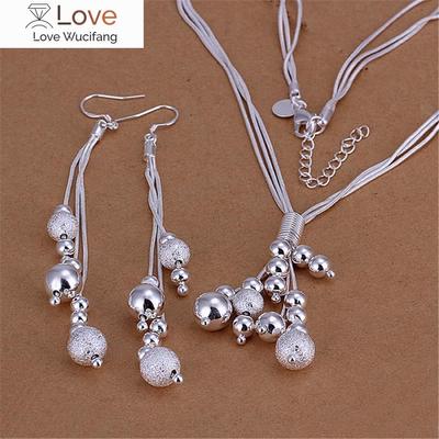 Großhandel Charme Hochzeit Silber Farbe Schmuck Mode Ziemlich Anhänger Halskette Ohrring Frauen Party Set Top Qualität P218
