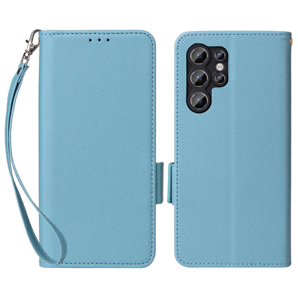 For Oukitel C1/C1 Pro Case with Wrist Strap Litchi Texture PU Leather Wallet Phone Cover