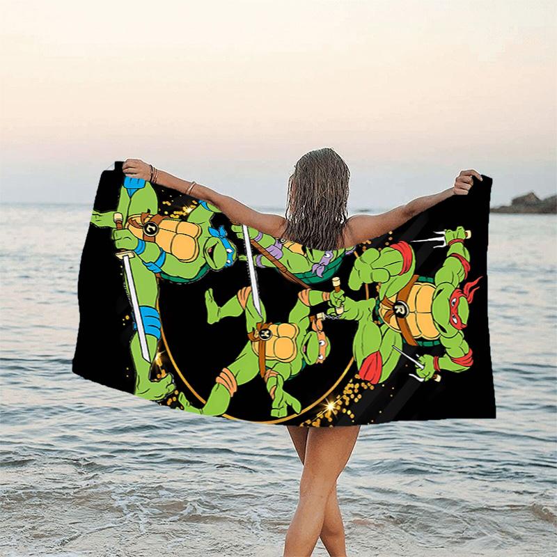 1pc Teenage Mutant Ninja Turtles Beach Towel, Beach and Seaside Swimming Pool Equipment, Fashion Pattern, Rectangular, Travel Essentials