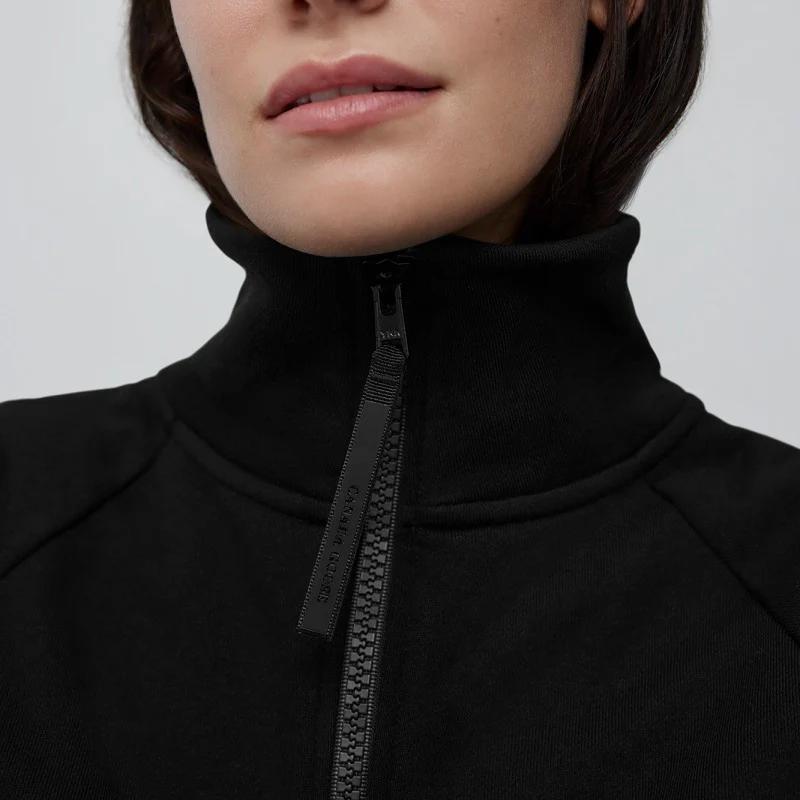 Canada Goose Muskoka Series FW22 Solid Color Casual Half-Zip Pullover High Neck Sweatshirt Women Sweatshirt Black 7404WB-61