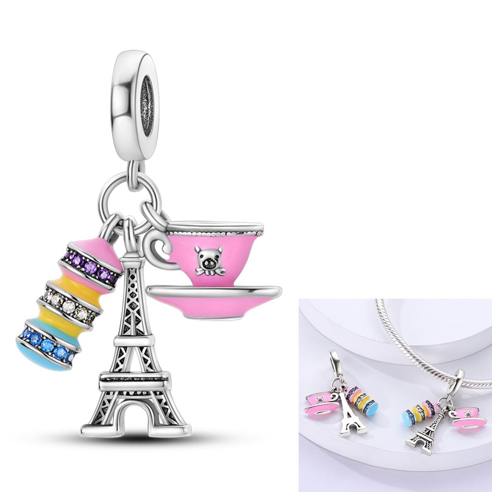 Copper Charms Pink Butterfly Perfume Beads Fit Original Bangle Charm Bracelet Fine Diy Women Jewelry Gift