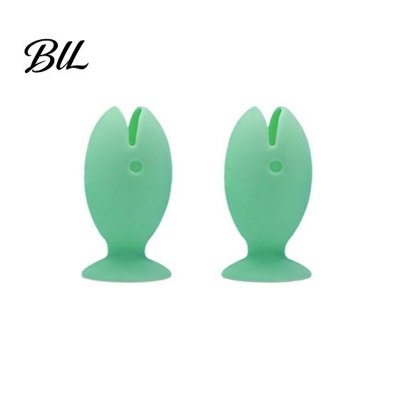 Non-slip Toothbrush Holder 2PCS Fish Shape with Strong Suction Cup Soft Silicone Quick Drain Bathroom Organizer for Sink зелёный
