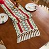 Hand-Knotted Tassel Hollow Out Table Runner Vintage Tablecloth  Festive Decoration