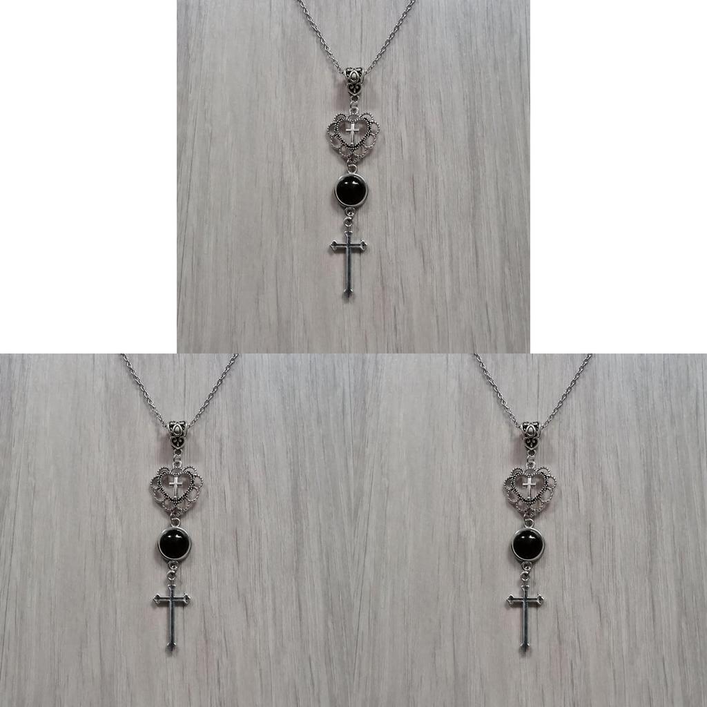 Cross Necklace Pendant With Heart Shape And Malachite For Fashion Ol Women And Men
