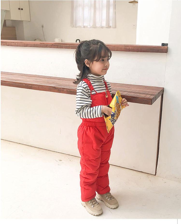 2026 Kids' Down Cotton Pants: Warm Autumn/Winter Overalls for Boys & Girls, Solid Colors.