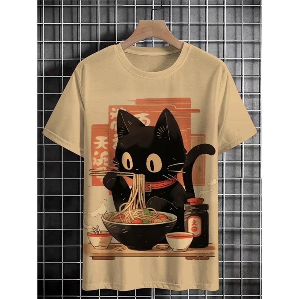 3D T-shirt Men's Cat Printed Comfortable Short Sleeved Comfortable Versatile T-shirts Fashionable