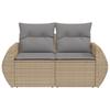 2 Seater Garden Sofa with Cushions Beige Poly Rattan