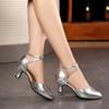 Leather Waltz Shoes Women's Modern Dance Shoes Dance Hall Tango Jazz Latin Shoes Girls Women's Dance Mid-heel