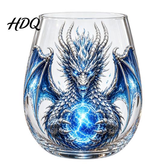 Bar Display Collection Items Mythic Dragon Glass Art Cup 3D Sculpted Drinking with Crystal Ball Unique Whiskey Tasting Cups 400ml Fantasy
