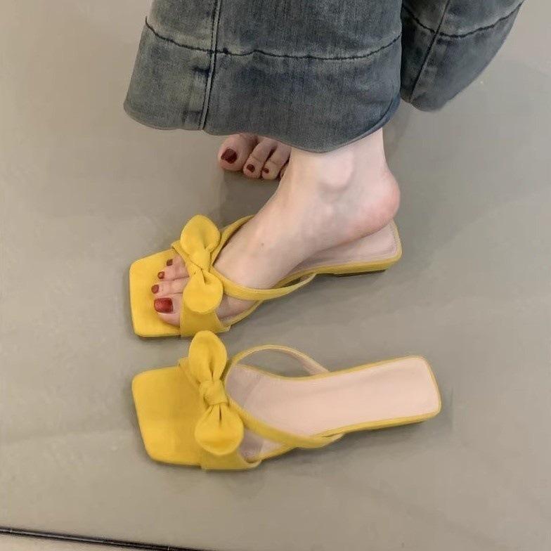 Cool slippers women's new with skirt bow open-toed beach sandals