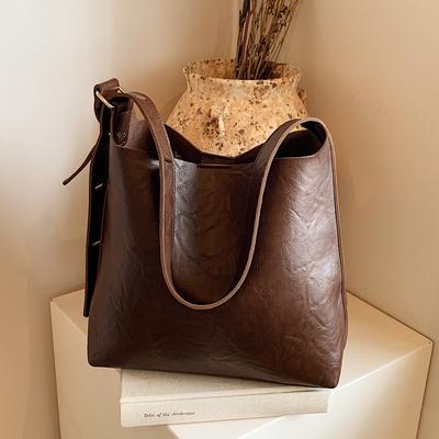 Premium Retro Large-Capacity Women'S Bag Fashionable Commuter Bucket Bag Shoulder Messenger Bag