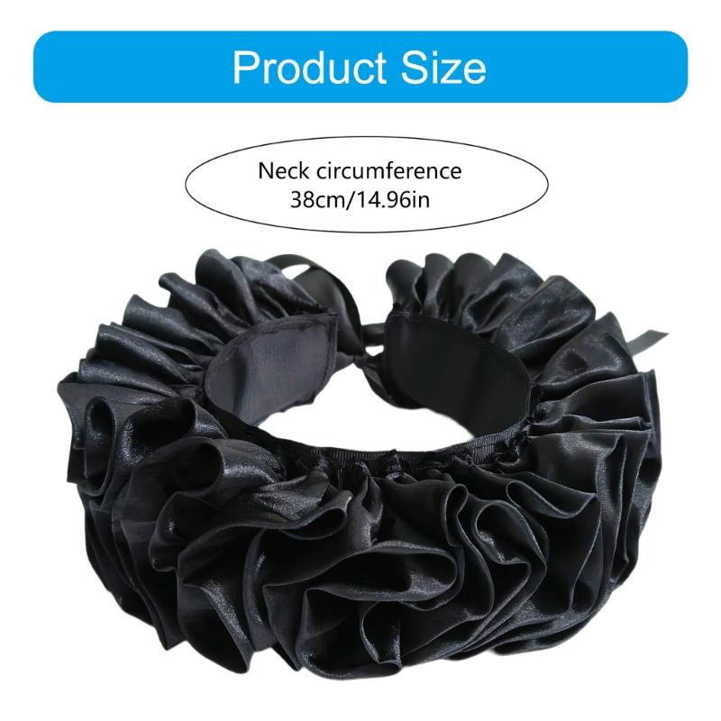 Renesansowa Kryza Kołnierz Fałszywy Satyny Regulowany Pasek Szal Klaun Choker Do Kostiumów Elżbietańskich Wiktoriańskich Gotyckich
