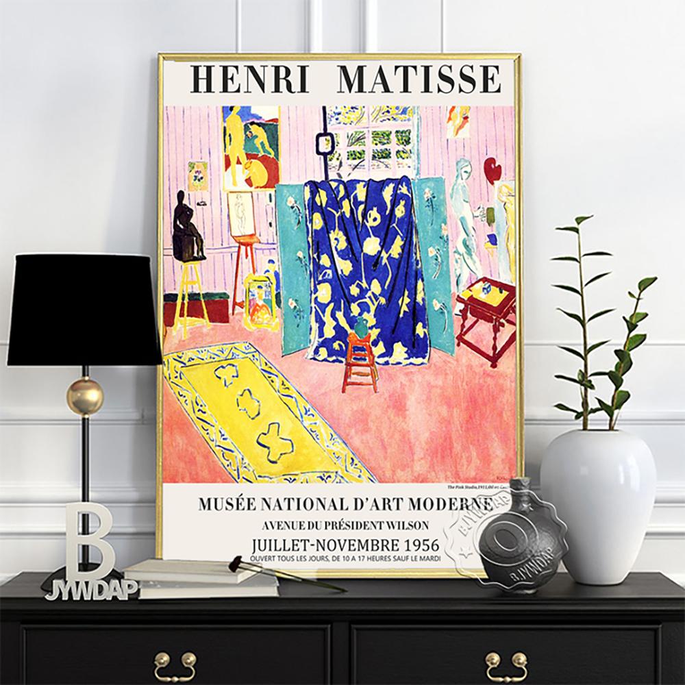 Henri Matisse Museum Exhibition Poster, Les Pivoines Oil Painting, Matisse Colours Abstract Wall Picture, Living Room Wall Decor No Frame