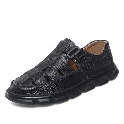 Men Classic Wearable Fashion Casual Leather Sandals Summer Men's Comfortable Cozy Hollow Non-slip Soft Cool Breathable Sandals