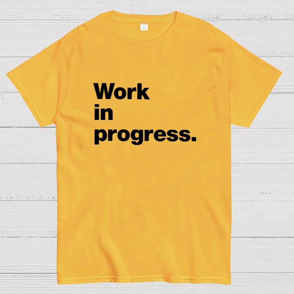 Work In Progress Unisex Cotton Summer Casual Cool Loose T-Shirt