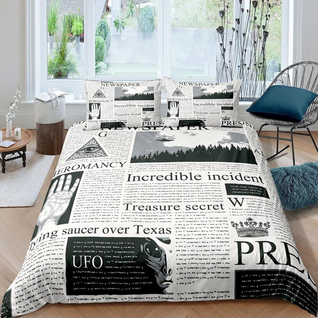 Set Copripiumino Giornale Vecchio Microfibra Vintage Biancheria da Letto Bambino Mongolfiera Camion Retrò Copripiumino Bicicletta