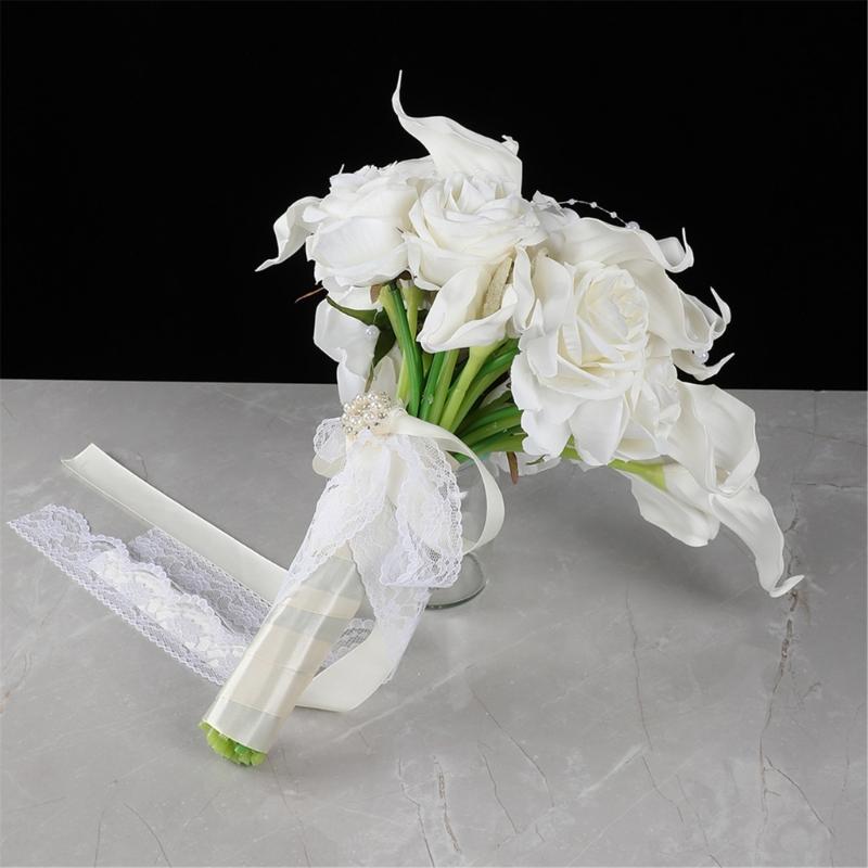 Long Time Faux Rose And Calla Lilies Handheld Bouquets For Weddings Event Home Display Wedding Centerpieces Bouquets