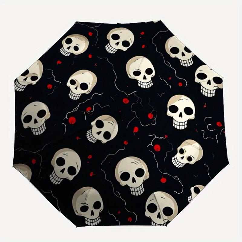 1pc Skull Pattern Automatic Opening/Closing Folding Umbrella with 39 Ribs, Plastic Handle, Windproof Portable Sunshade Umbrella Y250726079