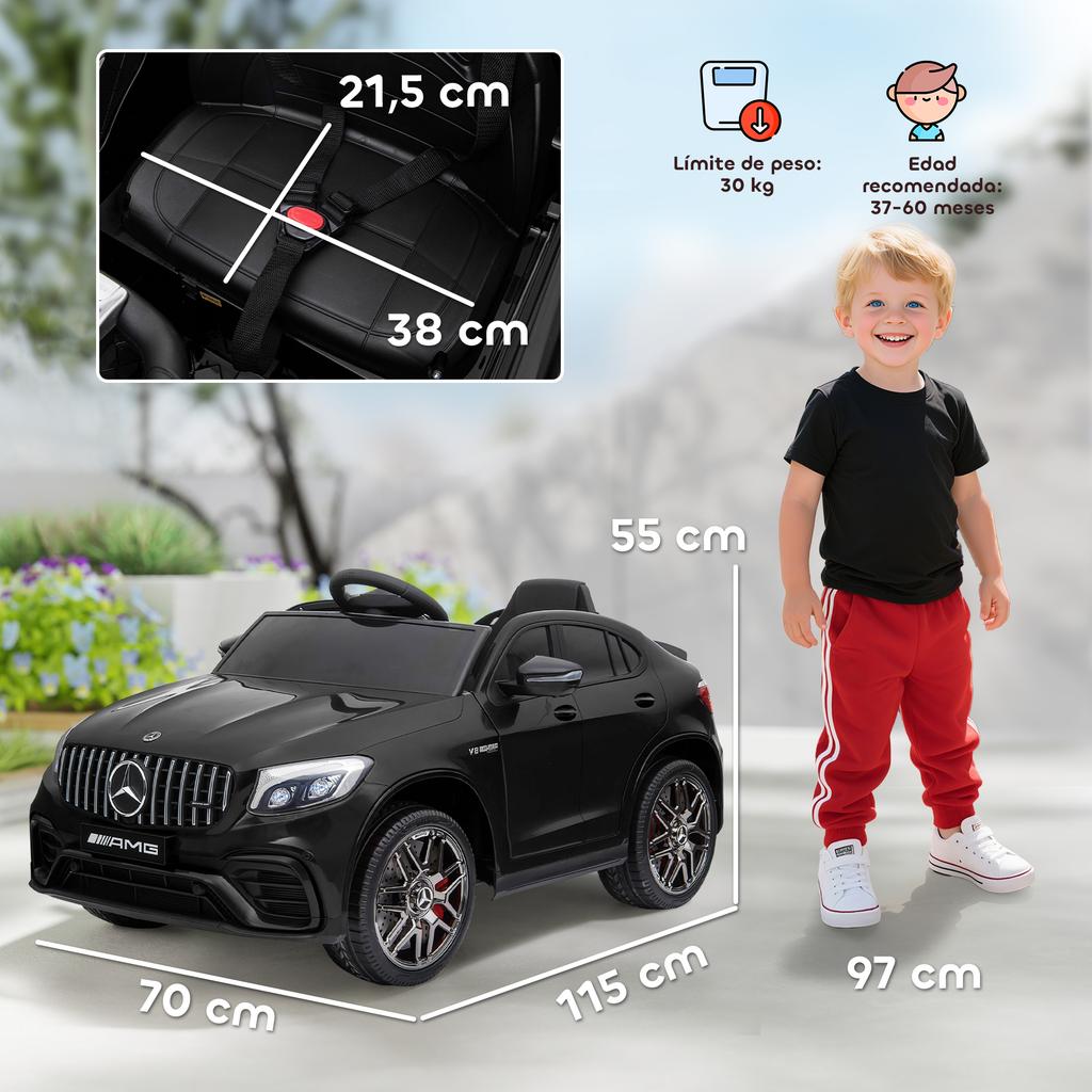 Electric Car, Mercedes Licensed, for Children 3+, 12 V, Remote, 115 x 70 x 55 cm, Black