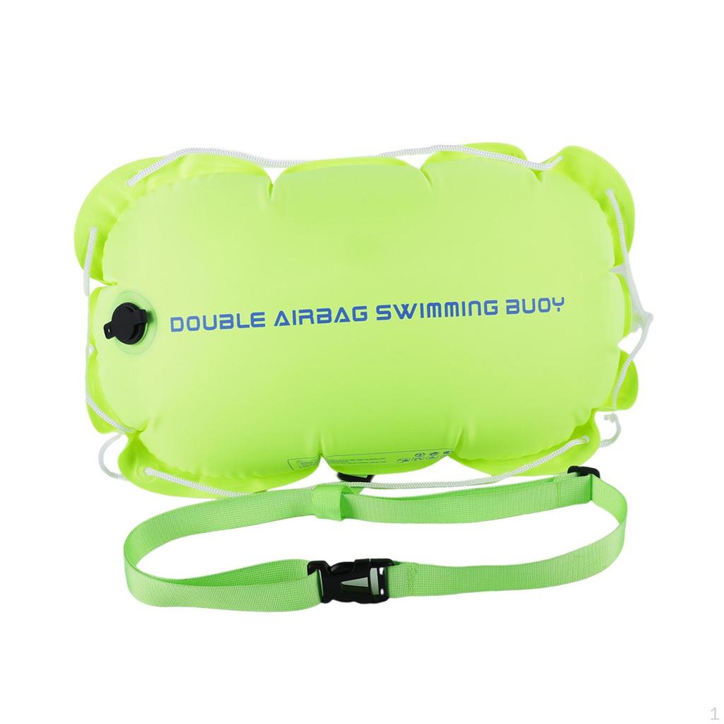 Floating Swim Buoy for Swimmers with Compact Waist Belt 12kg Folding Double Inflatable Cushions