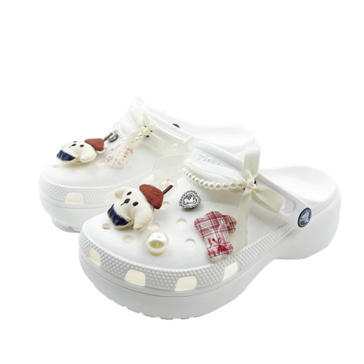 Crocs Classic Platform Clog EVA Summer Party Beach Trip Fashion Trend Hole Shoes Unisex White